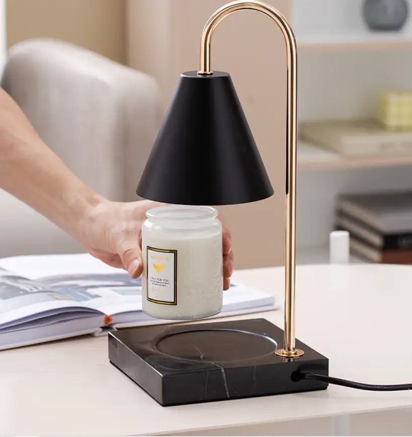 Fireproof Your Candles - Candle Warmer Wax Melter Solid Marble Base Desk Lamp I Safest Candle Holder Ever
