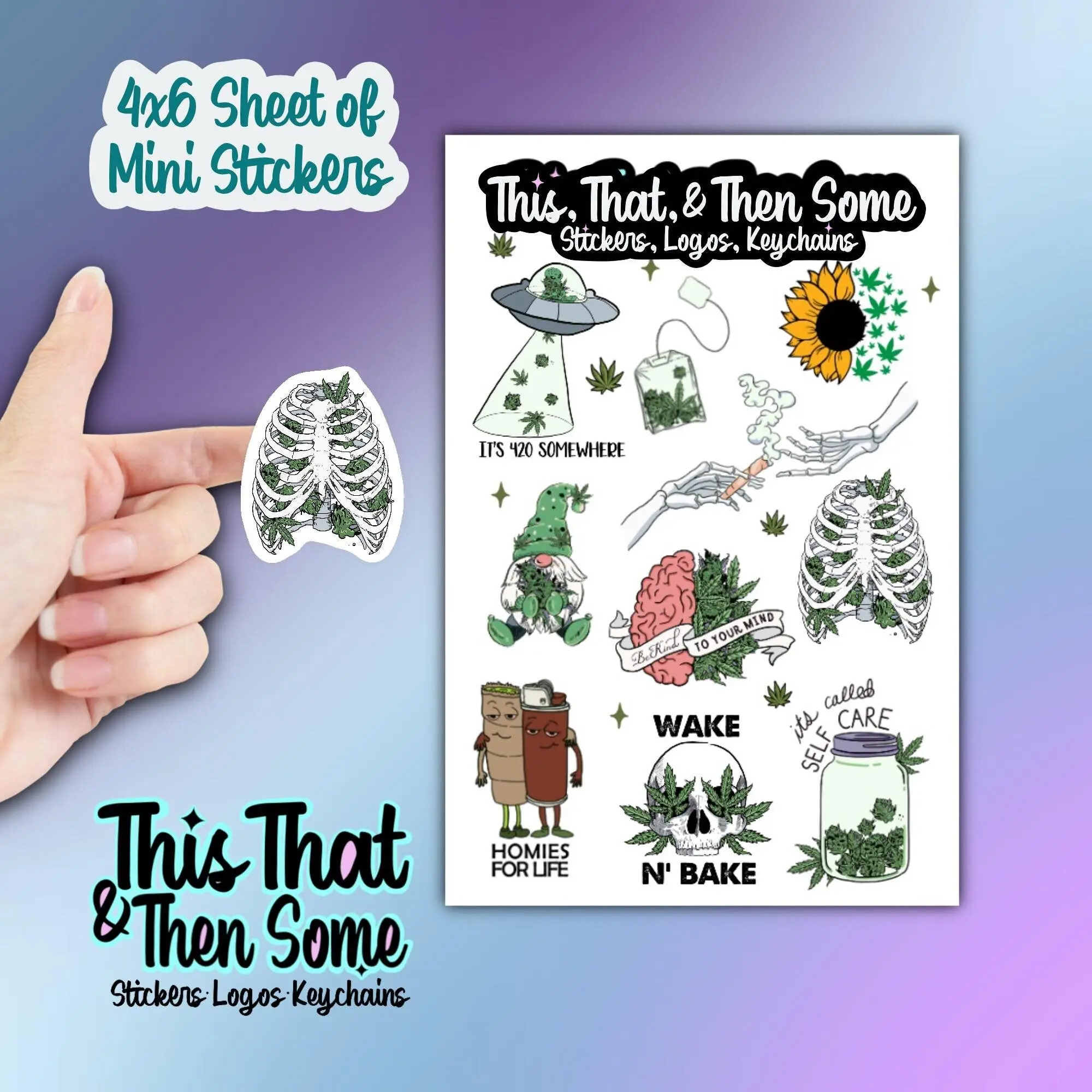 420 Sticker Sheet, Stoner Stickers, Gifts for cannabis lovers, Marijuana Decals, Cute weed sticker sheet