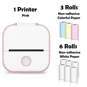 Pink/Green Original Pocket Printer + 9 Rolls (6 Non Adhesive and 3 Color Non Adhesive)