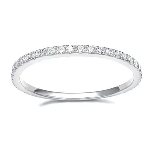 EAMTI 2mm Wedding Ring Cubic Zirconia Full Eternity Stackable Engagement Ring