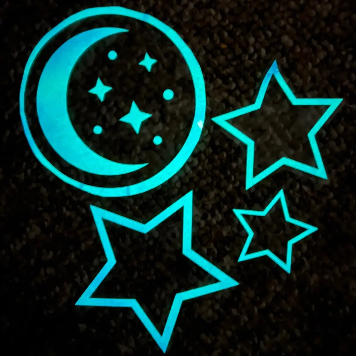 Holographic Glow in the Dark Moon and stars static cling suncatchers for windows!