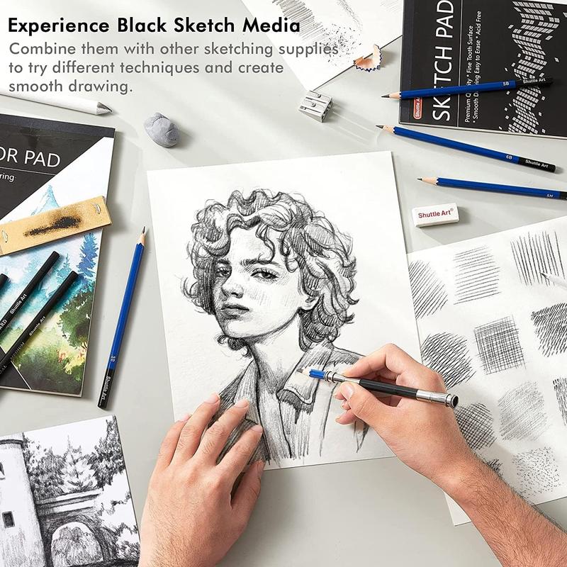 Shuttle Art 103/116/124 Pack Drawing Pencils Set, Sketching and Drawing Art Set with Colored Pencils, Sketch and Graphite Pencils in Portable Case, Drawing Supplies for educational, Adults and Artists,coloring book