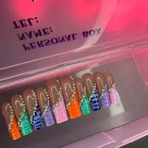 GEL Colorful Press On Nails Crush On Me Long-lasting High Gloss Fragrance Free Glitter Acrylic Powder XXL US