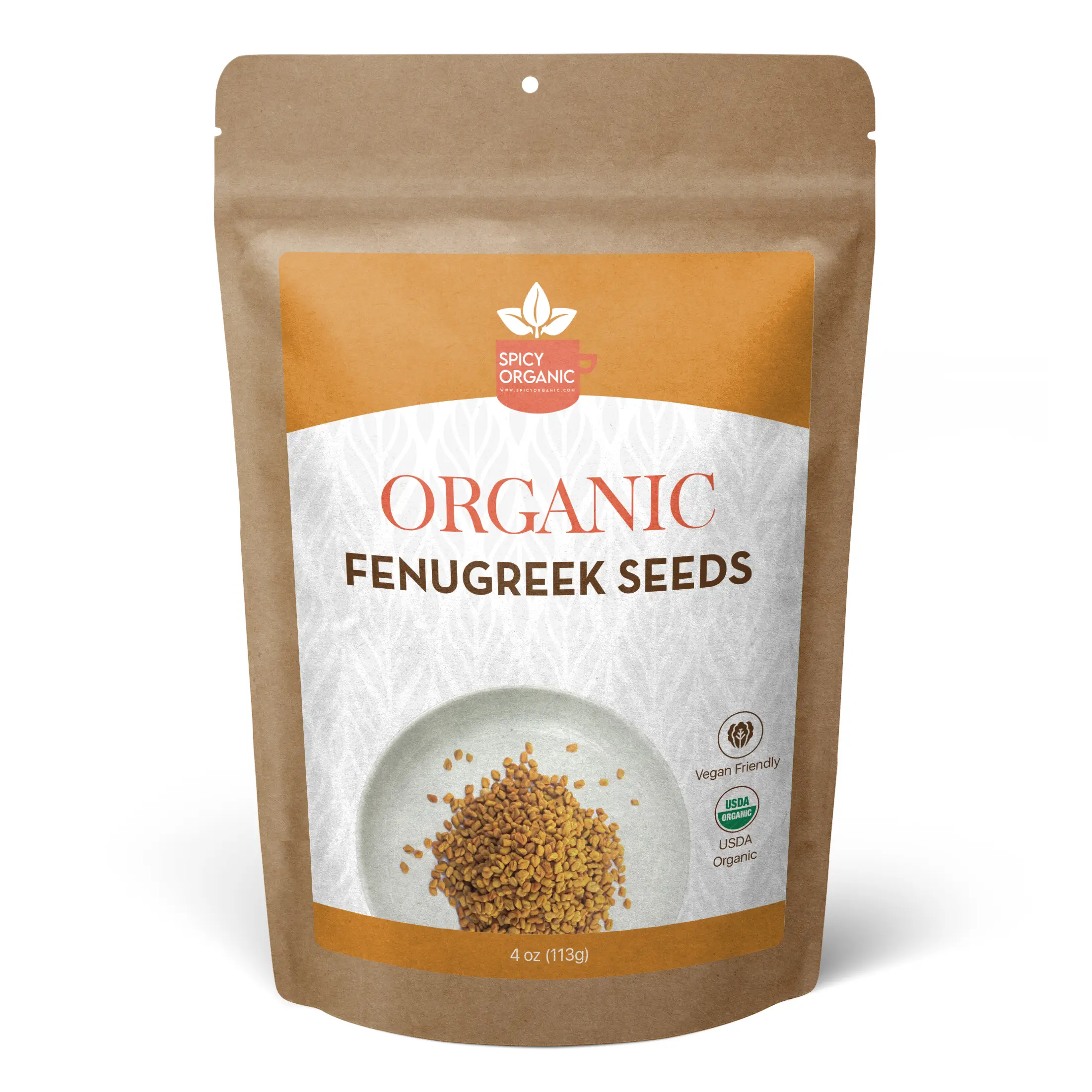 SPICY ORGANIC Fenugreek Seeds 4 oz- USDA Certified Organic- Culinary Spice & Herbal Remedy -Enhance Flavors, Aid Digestion -Perfect for Hair, Skincare