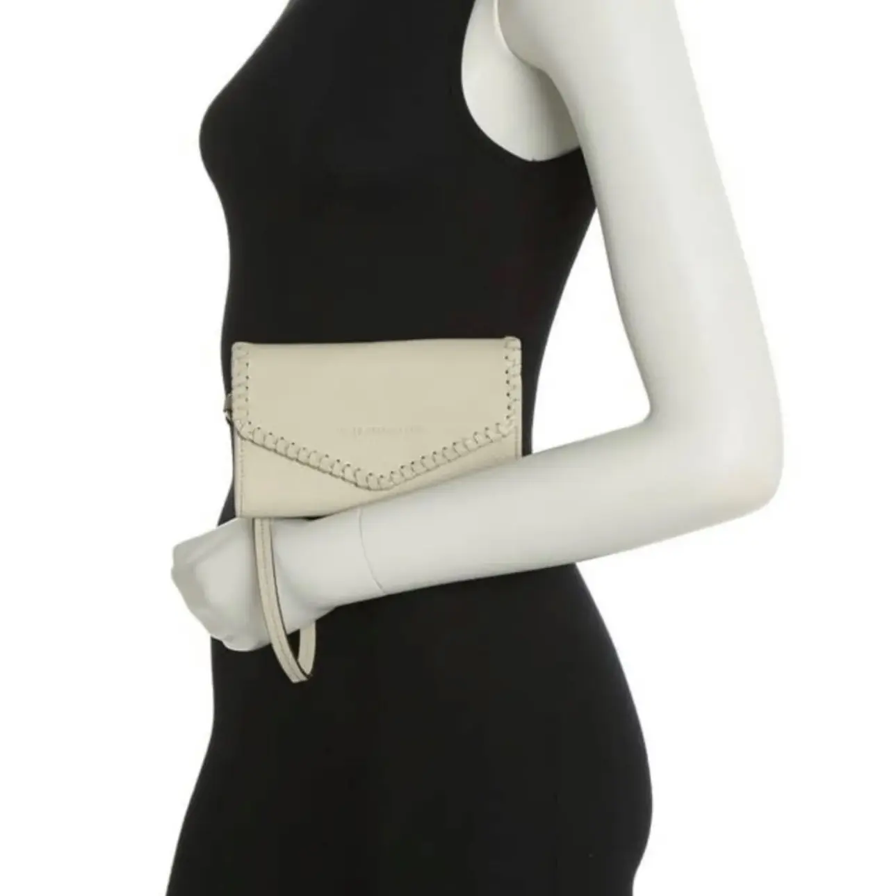 AIMEE KESTENBERG Spello Leather Whipstitch Wallet Wristlet - Grey W/ Gold