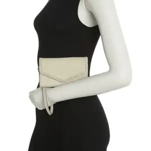 AIMEE KESTENBERG Spello Leather Whipstitch Wallet Wristlet - Grey W/ Gold