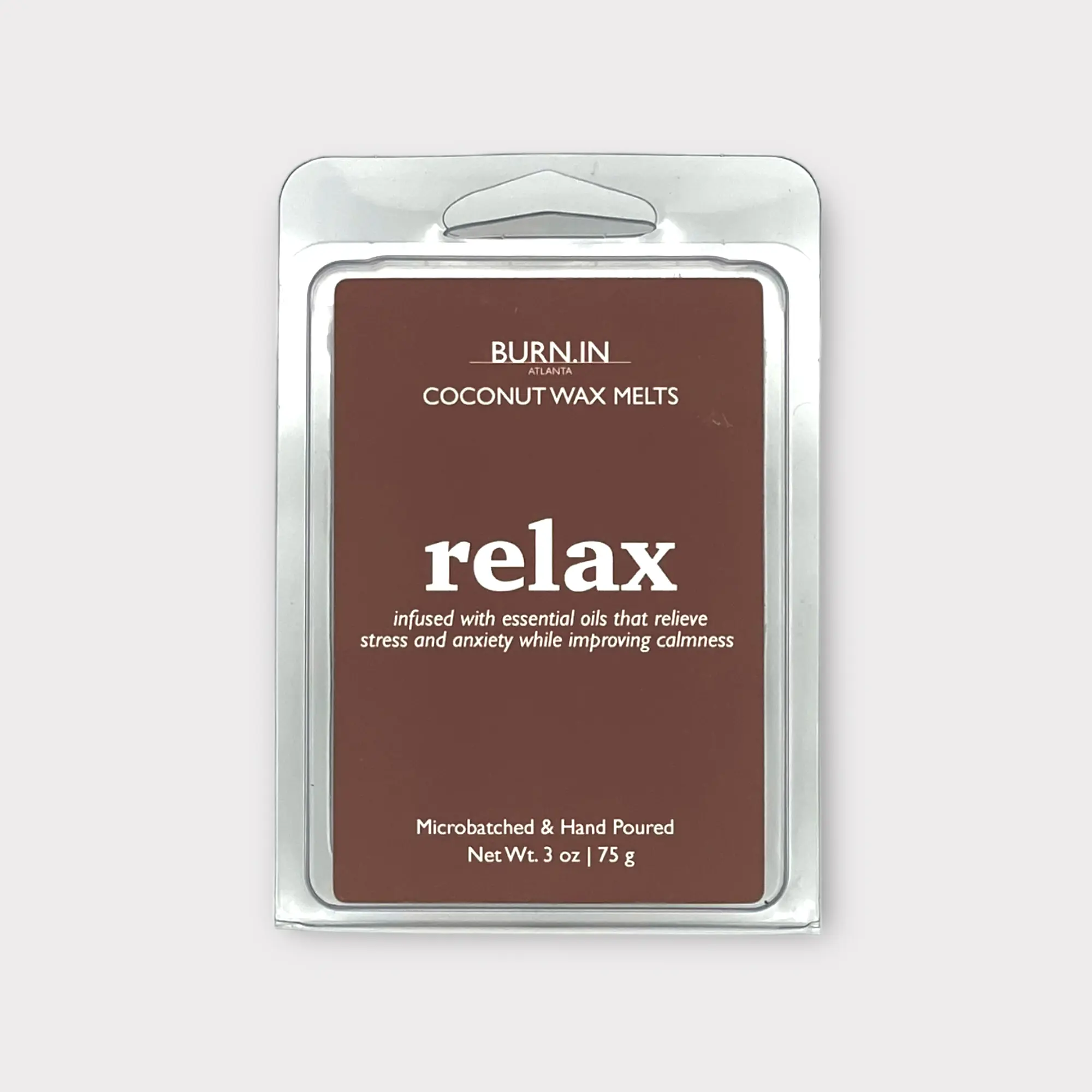 Burn.in Candle Co. Relax Wax Melts - 3 oz. Coconut Wax - Hand poured & Microbatched - For Burnout Relief - Gift