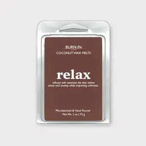 Burn.in Candle Co. Relax Wax Melts - 3 oz. Coconut Wax - Hand poured & Microbatched - For Burnout Relief - Gift