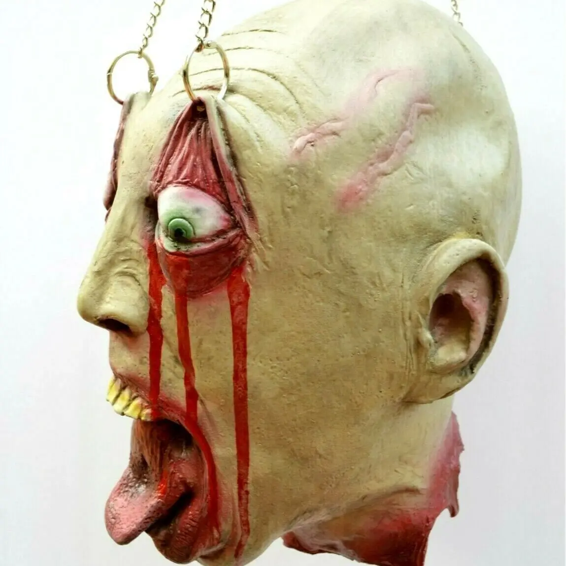 Life Size Halloween Props Scary Walking Dead Zombie Rotten Chained Head