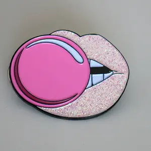 Light Pink Glitter Bubble Gum Lip Brooch Pin Lapel