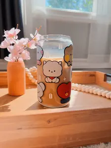 BTS Sitting Coffee Glass Can