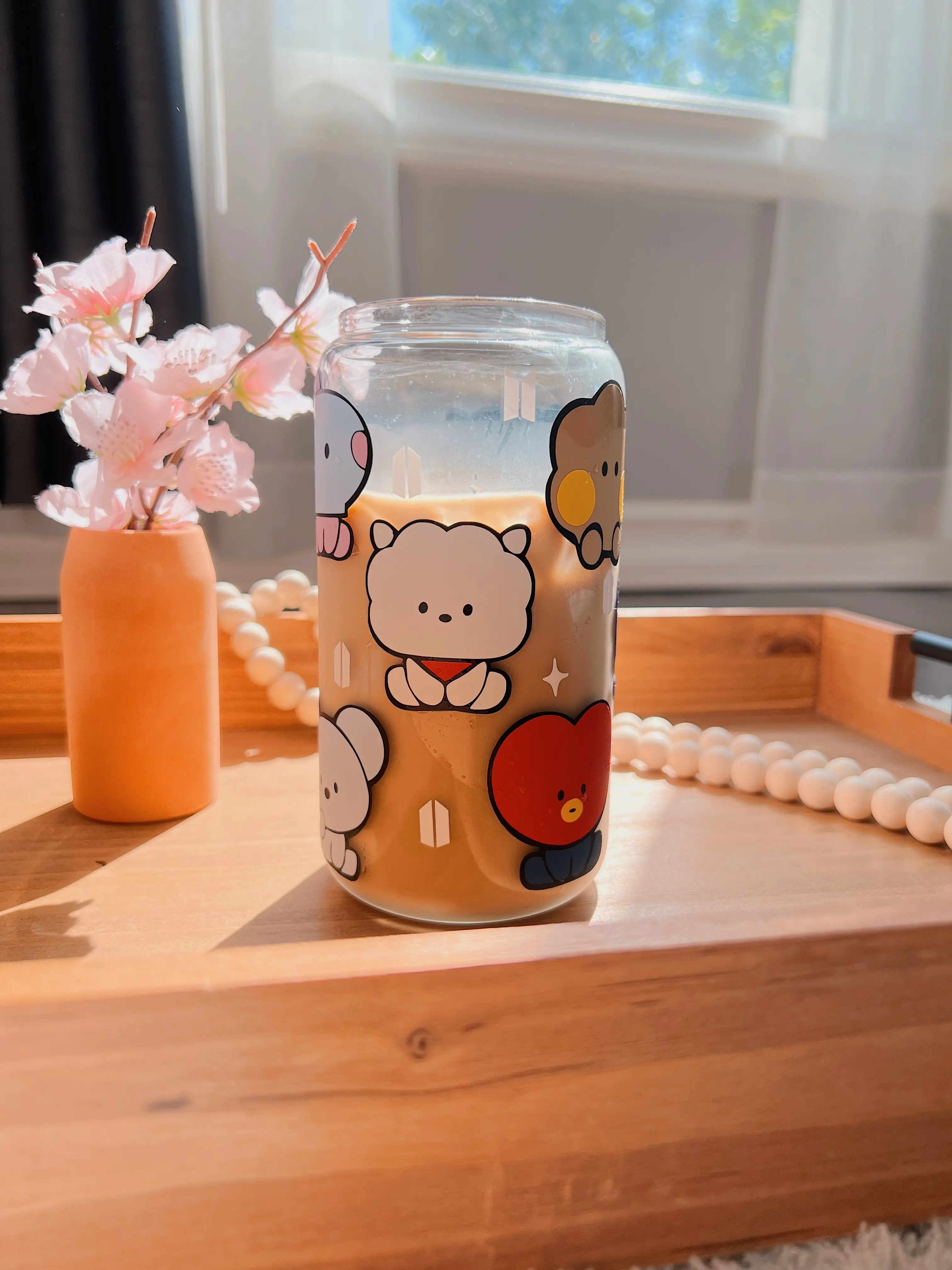 BTS Sitting Coffee Glass Can