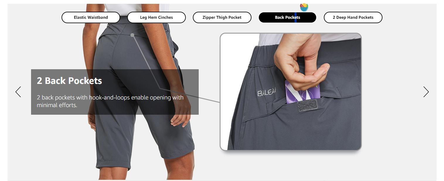 baleaf Women's Bermuda Knee Length Long Shorts for Summer Hiking Golf Camping Stretch Lightweight Nylon Quick Dry