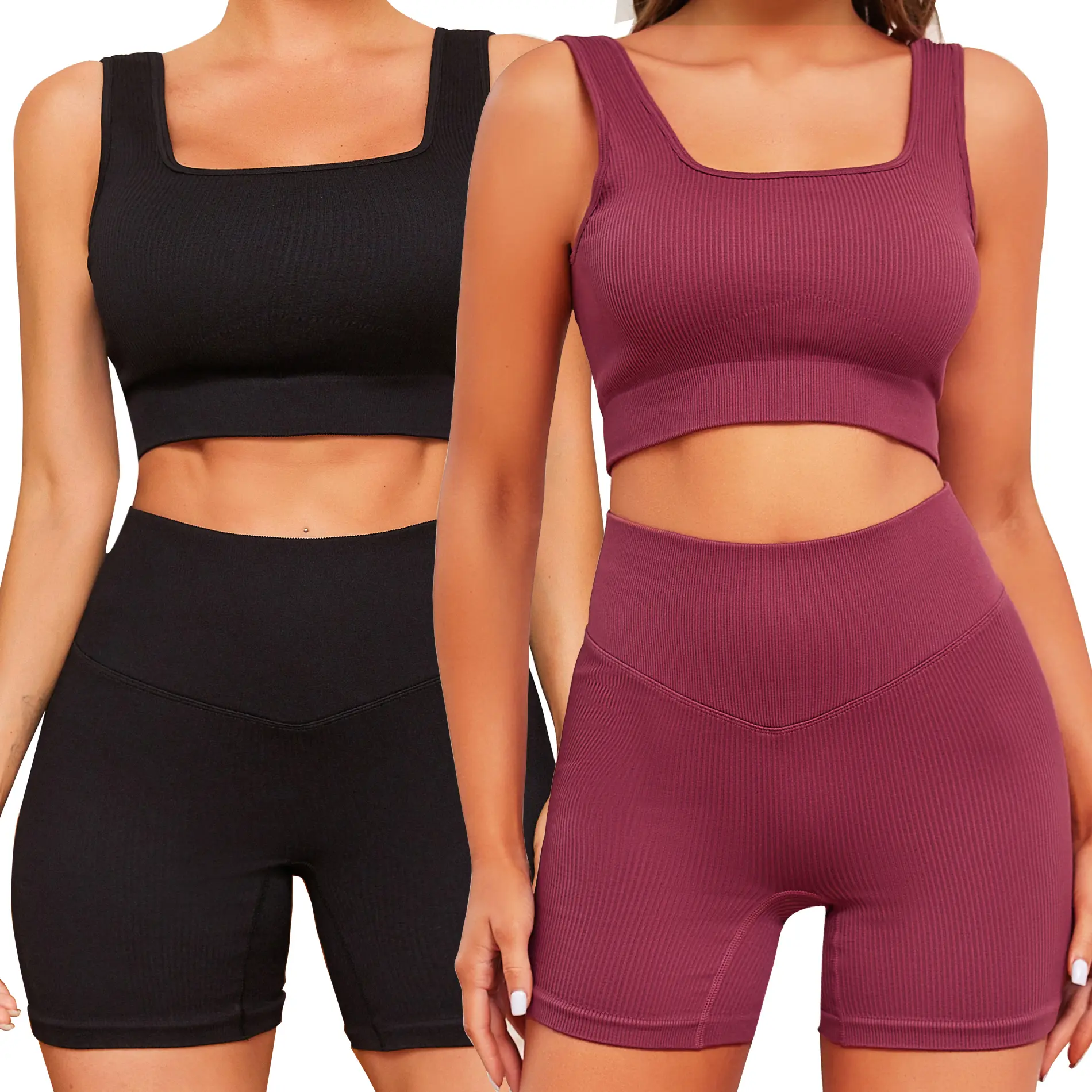 Set 3（Black wide strap + Burgundy wide strap）