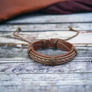 Barbed Wire Brown Urban Bracelet - Braided Design with Loop for Secure Attachment