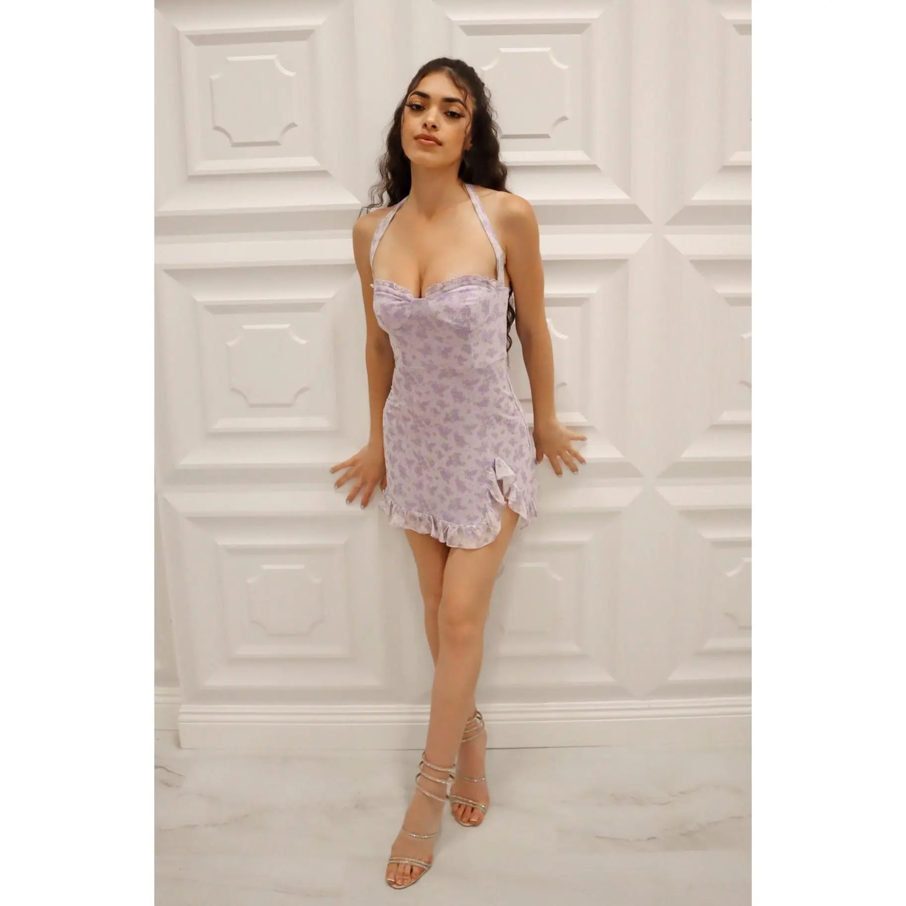 Lucille Floral Mini Dress (Lavender)