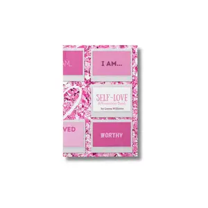 Self-Love Affirmation Journal with "I AM" and "WORTHY" Titles, Pink Background, Ideal for Self-Reflection and Gratitude