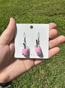 Pink Boba Earings