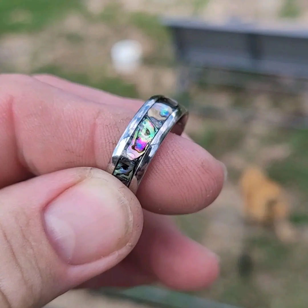 Abalone shell  SS ring . Female Male Anniversary Birthday Daily Engagement