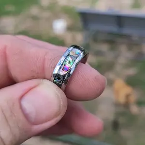 Abalone shell  SS ring . Female Male Anniversary Birthday Daily Engagement