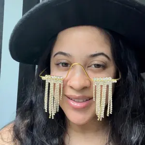 Gold Wire Frame Glasses | Rave | Coachella | No Lens glasses | Dangle Glasses | Novelty Glasses