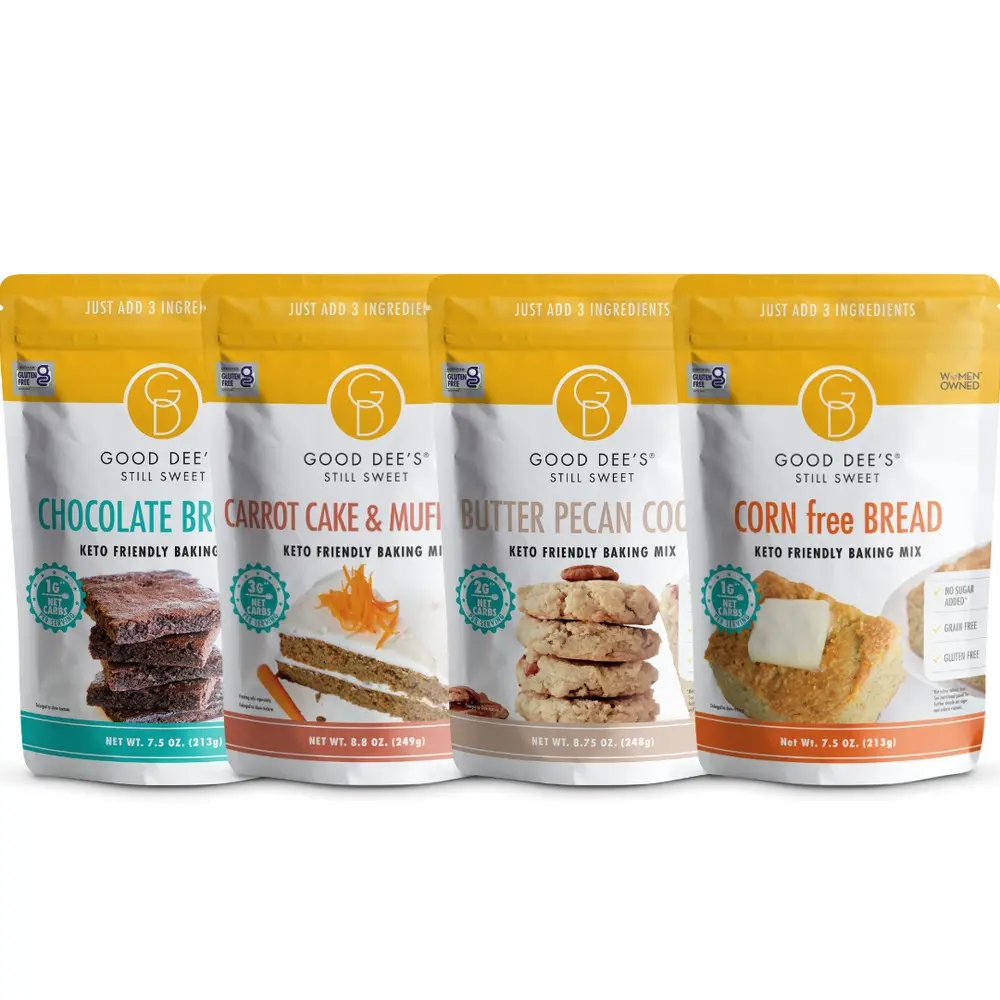 Fall Keto Best Sellers - Gluten Free and No Added Sugar, 1 Chocolate Brownie, 1 Carrot Cake, 1 Butter Pecan Cookie, 1 Corn Free Bread Mix 1 review