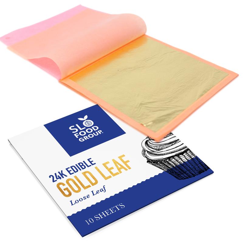 Slofoodgroup 24 Karat Edible Gold Leaf, Loose Leaf Edible Gold Sheets ...