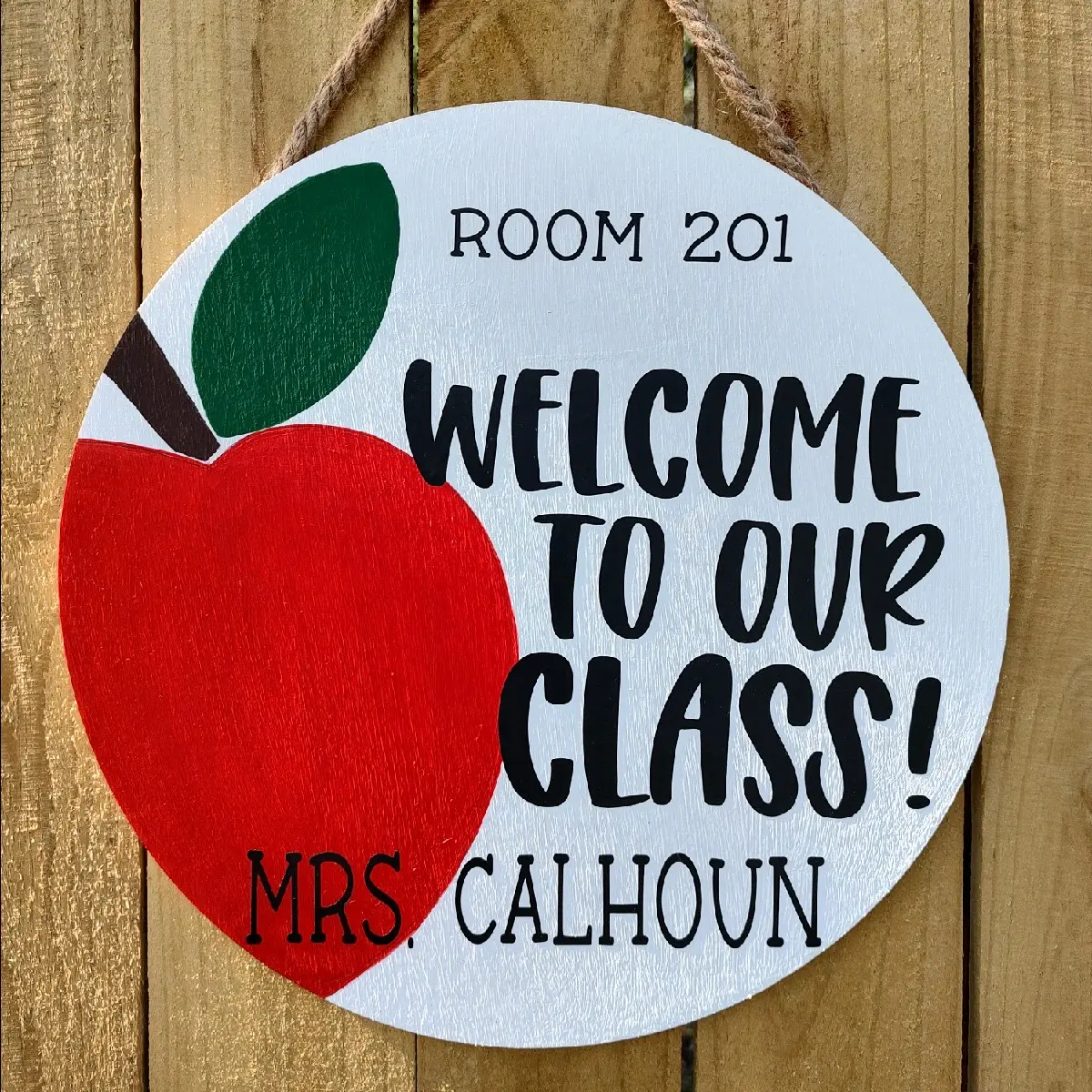 14 inch personalized Teacher appreciation back to school welcome to class wood round door hanger