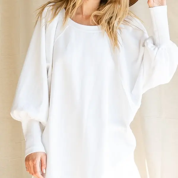 Solid Women's Dolman Sleeves Tunic Sweatshirts Top