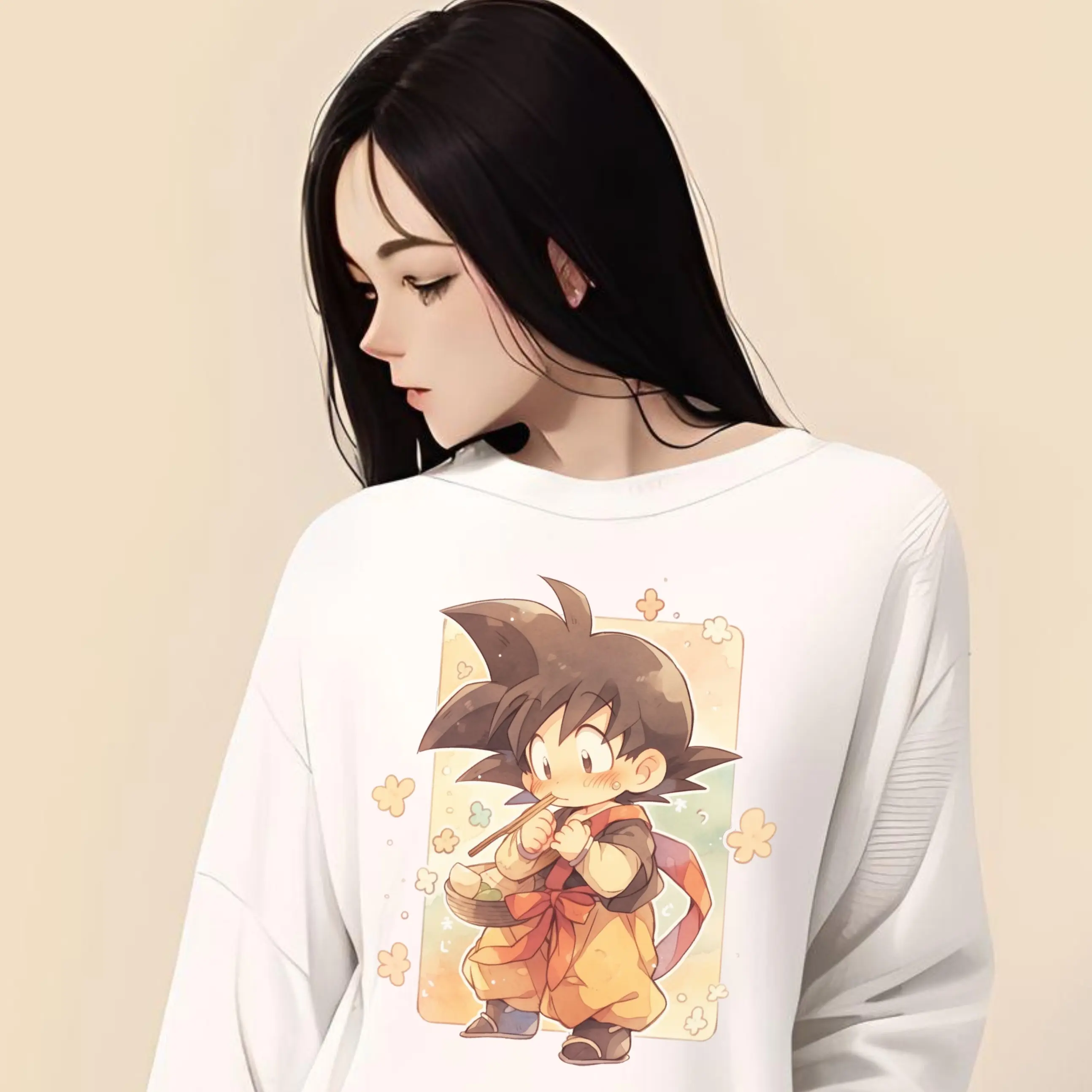 Dragonball Anime Graphic Crewneck Sweatshirt - Dreamy Loungewear in Black or White