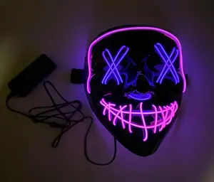 Light up Halloween Mask Purge EL Wire LED Glow Mask Pink Purple
