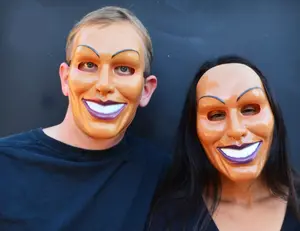 MALE & FEMALE Purge Masks Scary Halloween Anarchy Smiling Grin Purge Mask God