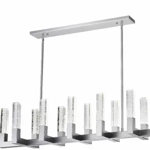 12 LIGHT RECTANGULAR CRYSTAL DIANYI LED CHANDELIER // SILVER