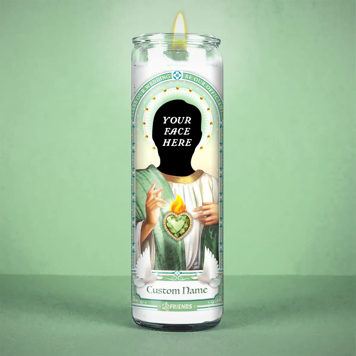 Personalized Officiant Proposal Prayer Candle | Unique Custom Bridal Wedding Party Gift | Non Scented | 8 inch Glass Votive - 100% Handmade in USA