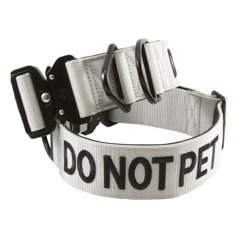 Tacticollar - DO NOT PET, 1.5 inch and 2 inch Nylon Collar for Medium and Large Dogs, Neoprene Padded Inside, Communicate Your Dogs Needs to Prevent Accidents