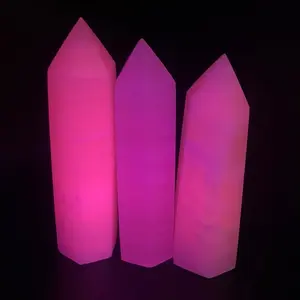 Natural Pink Mangano Calcite 4in. Tower Uv Reactive