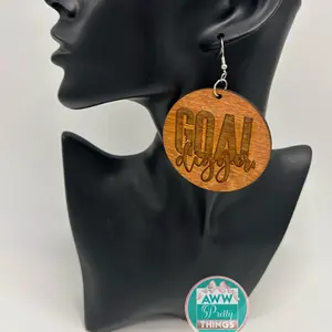 Goal Digger Wooden Engraved Earrings