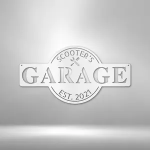 Garage Monogram - Metal Sign - Personalized Name Garage Sign For Dad Decor Wall Gift