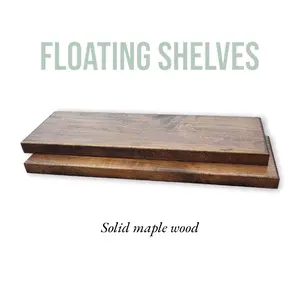 Pair of Solid maple floating shelf in dark walnut 24" x 5" x 1.125" Decor Shelves Set of 2