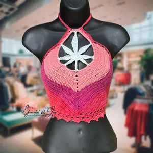 Weed Leaf Crochet Crop Top Glow in the Dark Weed Leaf hyuna tank eeramoon bag fallfreshness clothes