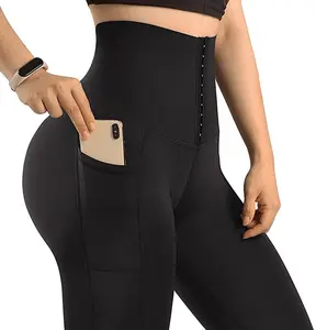 Otos Corset Compression Legging Tummy Control Tuck Shapewear High Waist Cincher Body Shaper with Pockets