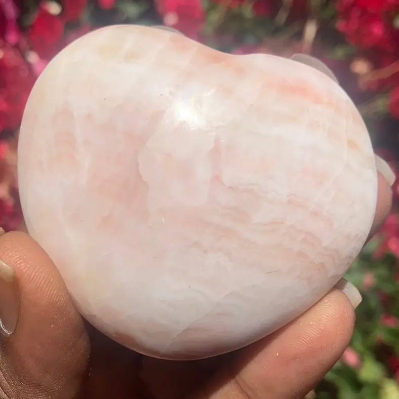 Natural Pale Rhodochrosite Crystal Heart