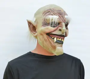 Halloween Vampire Mask Scary Latex Old Vampire Dracula Costume Mask with Hair