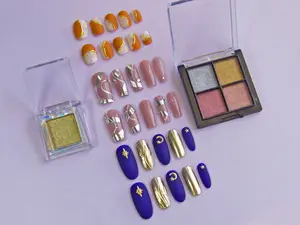 Solid Nail Pigment Mirrored Shimmer Palette /Metallic Mirror Chrome Dip Powder Nail supply Silver Gold Copper Nail Metallic Manicure powder