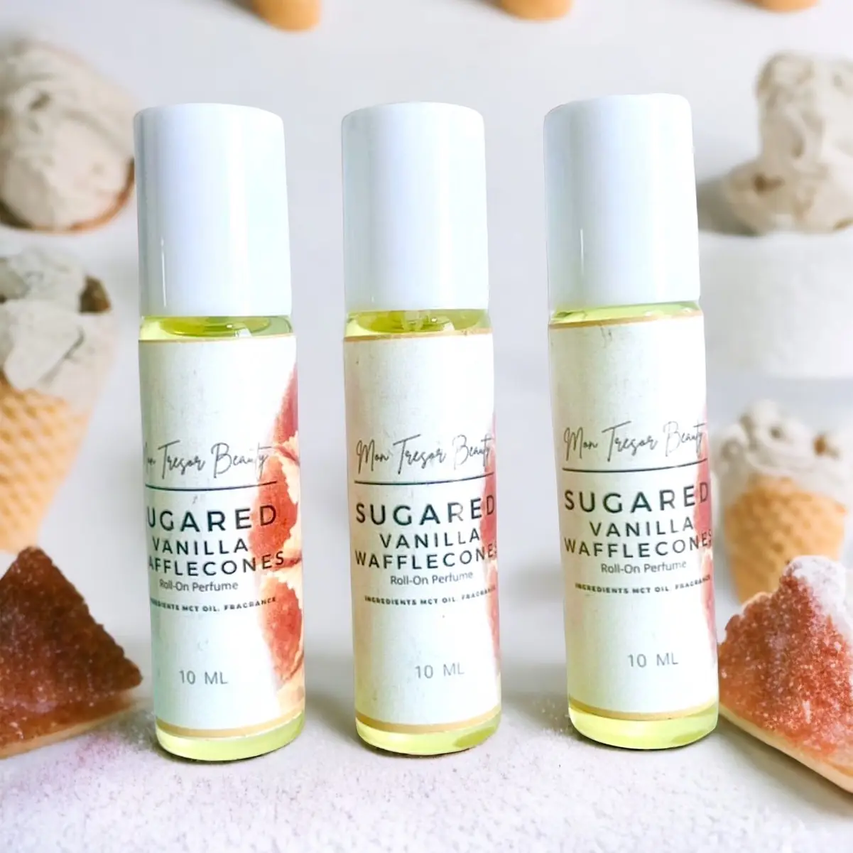 Vanilla Sugared Waffle Cone Body Oil Roll-on - Moisturizing Cream with Vanilla Marshmallow Scent, Cruelty Free, Luxury Aroma