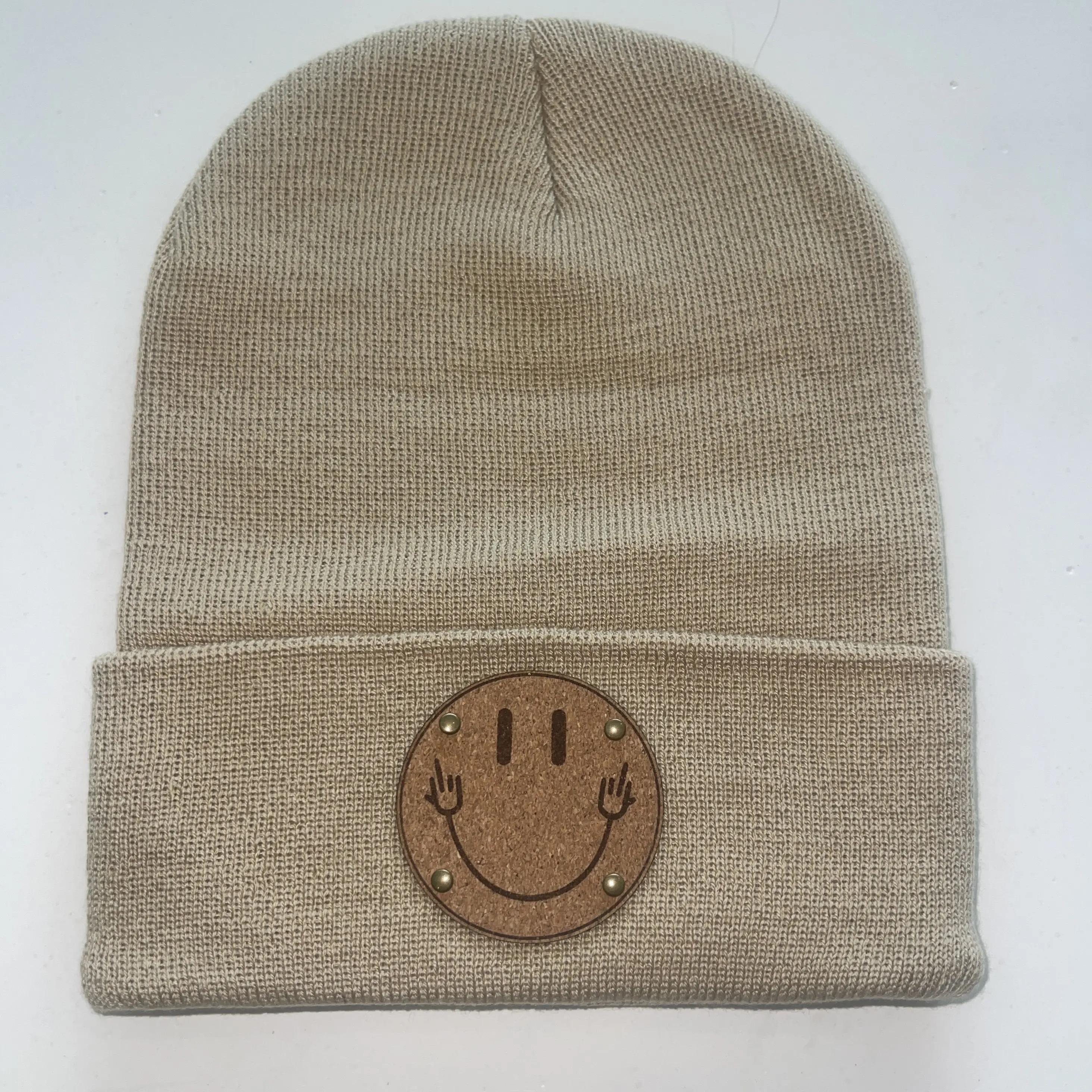 Smiley Face Hat With Middle Fingers Up Fall Winter Slouchy Funny Beanie