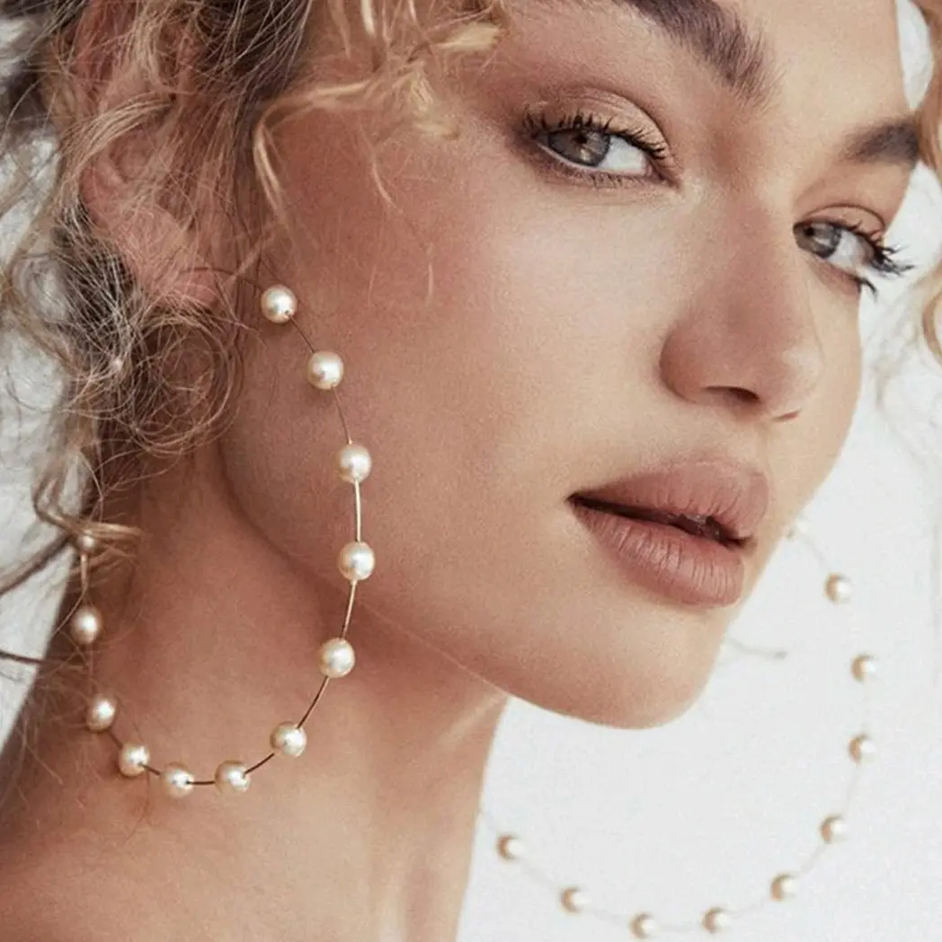 Large Pearl Hoops