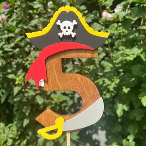 Pirate party cake topper - custom age Birthday party