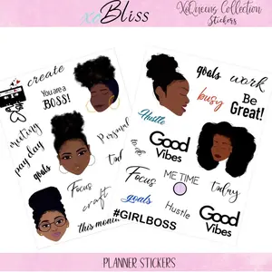 XoQueens 25+ Stickers for Journals, Notebooks and Planner Pages, African American Illustrations