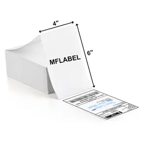 MFLABEL Thermal Labels 4x6 Fan-Fold Shipping Labels, White, Compatible with Rollo, MUNBYN, Polono, Zebra Thermal Printers